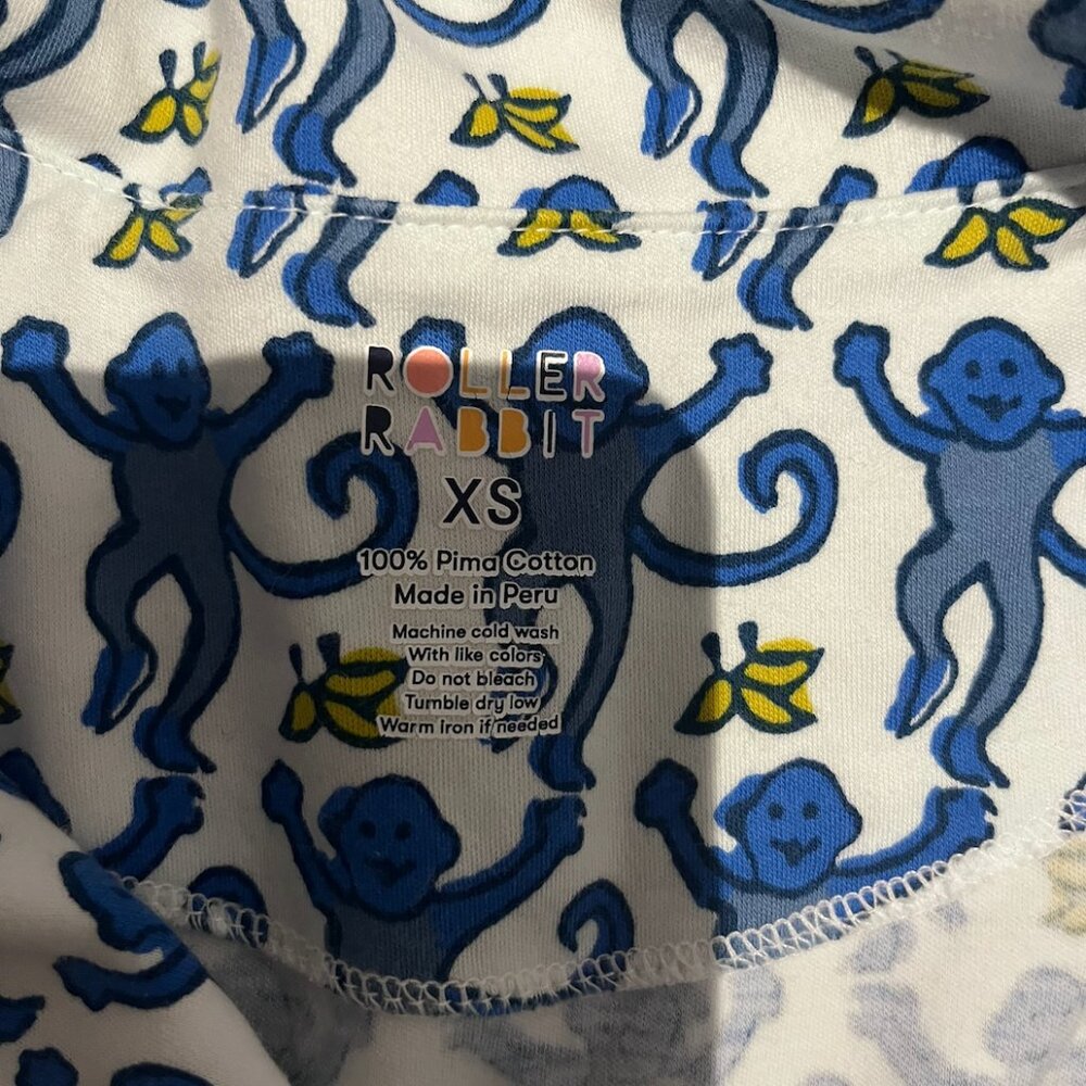 Blue Monkey Roller Rabbit Pajamas - Picture 2 of 3